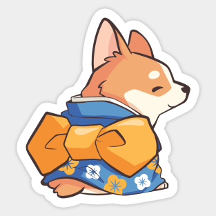 Kimono Corgi Sticker